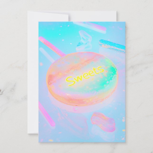 Holographic Sweets Candy Invitation (Front)