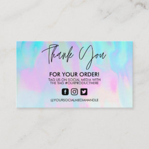 Holographic Thank You Trendy Pastels Business Card