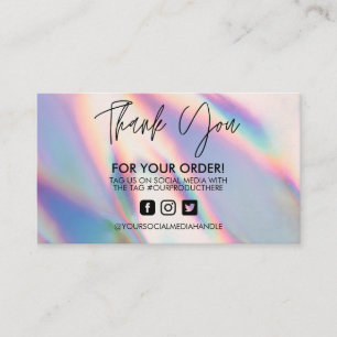 Holographic Thank You Trendy Salon Business Card