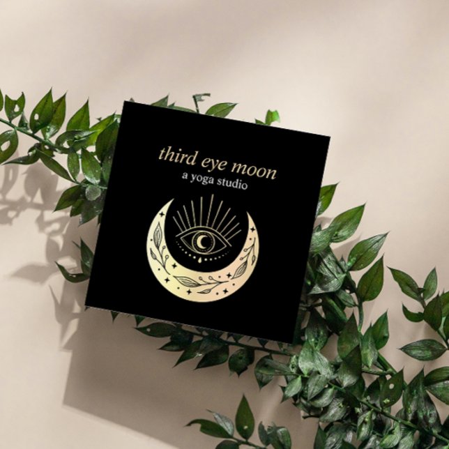 Holographic Third EYE Moon Yoga Spiritual Coach  Square Business Card (Creator Uploaded)
