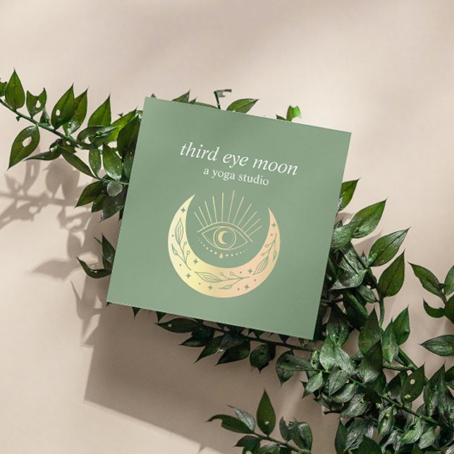 Holographic Third EYE Moon Yoga Spiritual Coach  Square Business Card (Creator Uploaded)