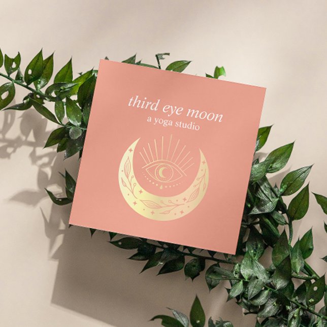 Holographic Third EYE Moon Yoga Spiritual Coach  Square Business Card (Creator Uploaded)