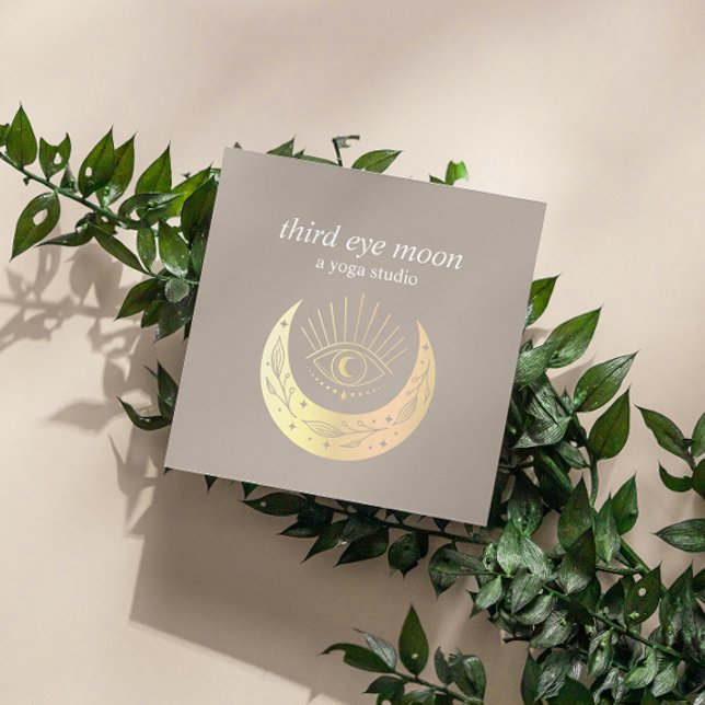Holographic Third EYE Moon Yoga Spiritual Coach  Square Business Card (Creator Uploaded)