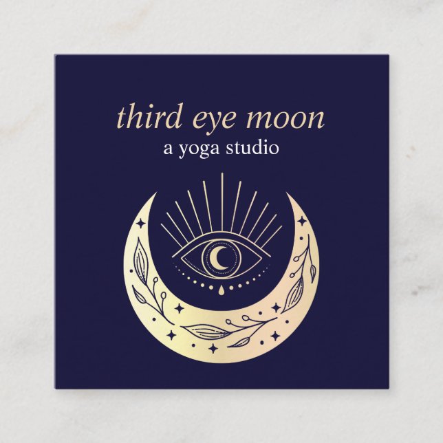 Holographic Third EYE Moon Yoga Spiritual Coach  Square Business Card (Front)