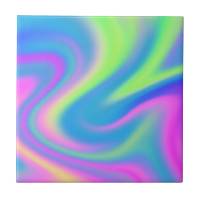 Holographic Tie Dye Ceramic Tile (Front)
