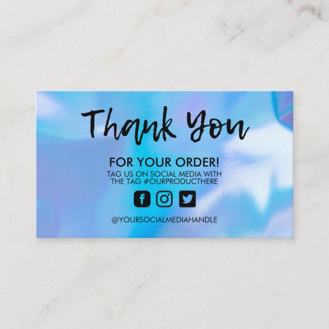 Holographic Trendy Salon Thank You Business Card (Front)