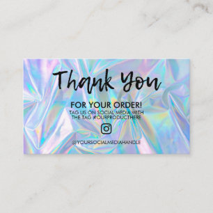 Holographic Trendy Salon Thank You Business Card
