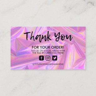 Holographic Trendy Salon Thank You Business Card