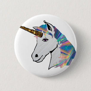 holographic unicorn 6 cm round badge