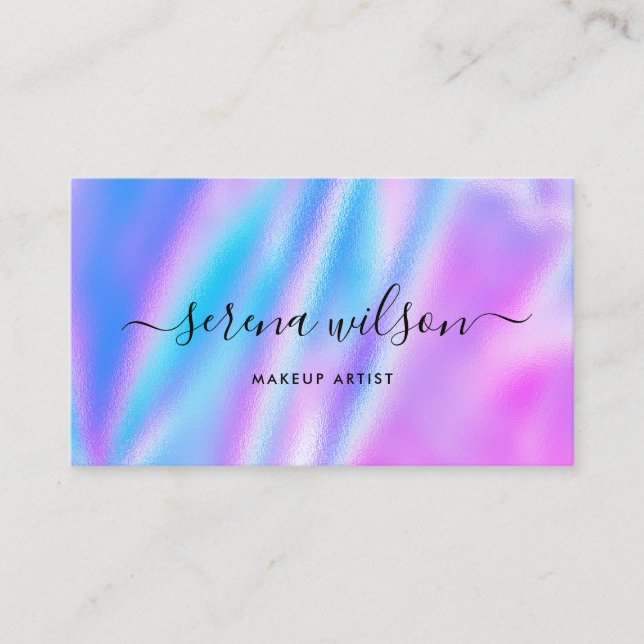Holographic unicorn Glittering Holo makeup hair Business Card (Front)