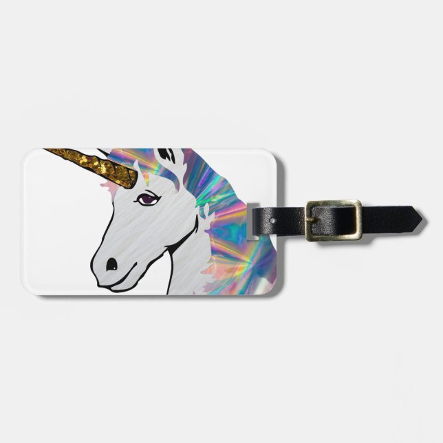 holographic unicorn luggage tag (Front Horizontal)