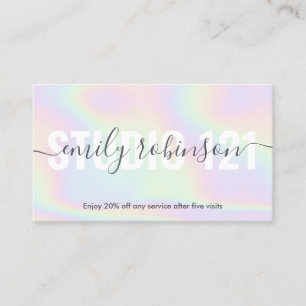 Holographic unicorn rainbow script punch circles loyalty card