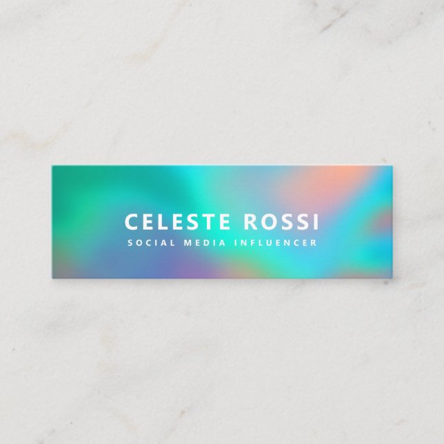 Holographic unicorn social influencer design mini business card (Front)