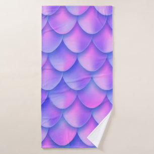Holographic violet mermaid tail foil texture effec bath towel