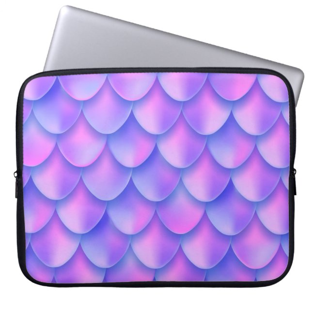 Holographic violet mermaid tail foil texture effec laptop sleeve (Front)