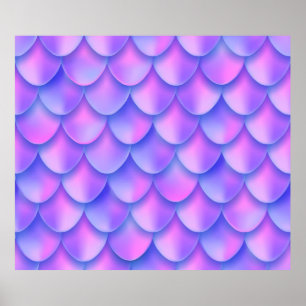 Holographic violet mermaid tail foil texture effec poster