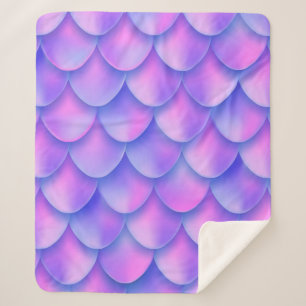 Holographic violet mermaid tail foil texture effec sherpa blanket