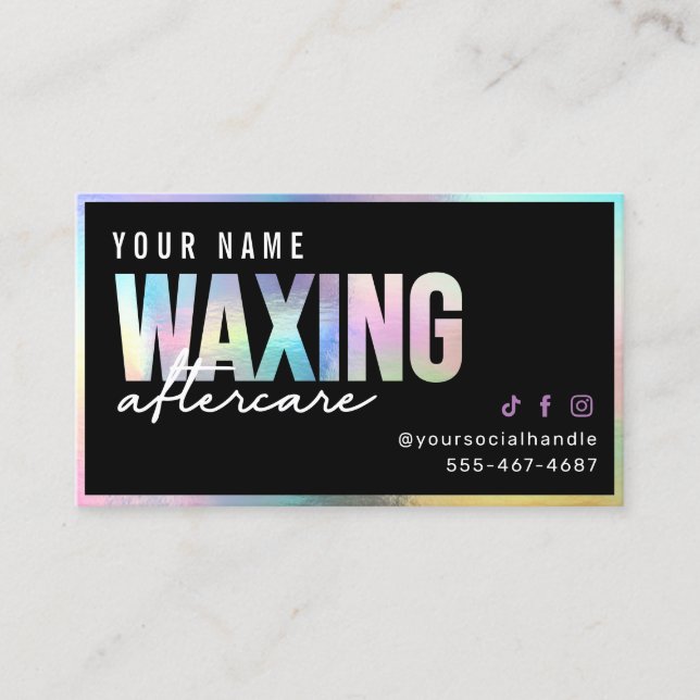 Holographic Waxing Aftercare Card (Front)