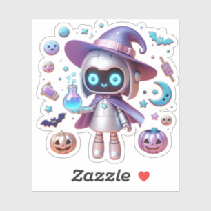 Holographic Witch Robot Vinyl Cute Halloween Tech 