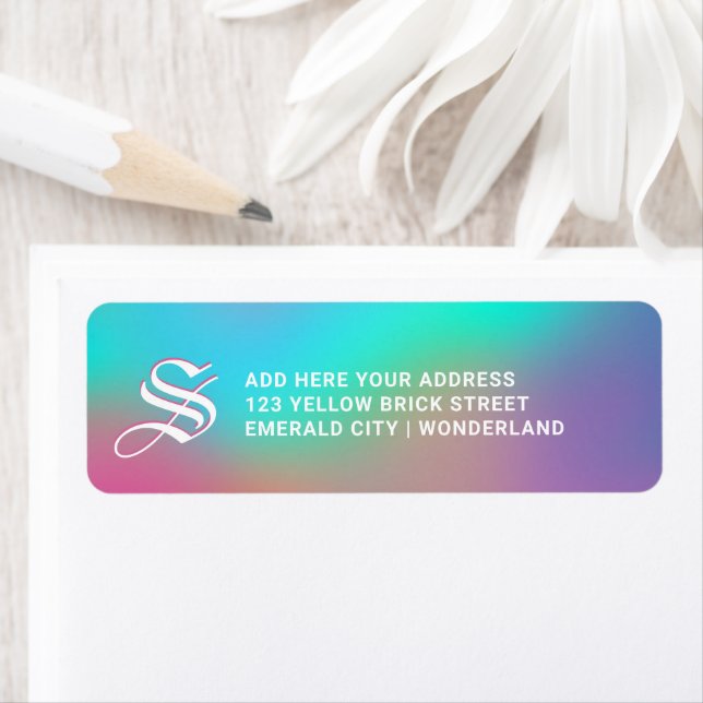 Holographic Wonderland | Return Address Monogram Label (Insitu)