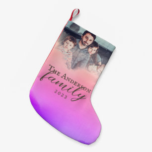 Holography Pink and Purple Holography Photo Small Christmas Stocking