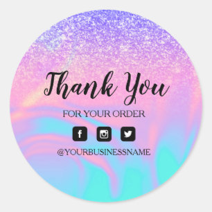 Holography Unicorn Glitter Marble Classic Round St Sticker