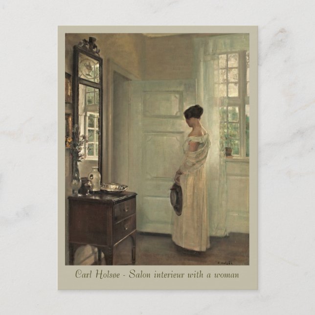 Holsøe Salon interieur with woman CC0571 Postcard (Front)