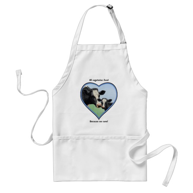 Holstein Calf & Cow Blue Heart Vegetarian Standard Apron (Front)