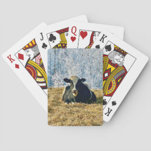 Holstein Calf on Frosty Alberta Morning Playing Cards