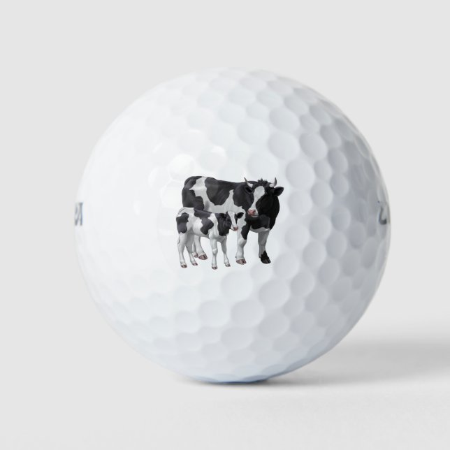 Holstein Cow & Cute Calf Golf Balls (Front)