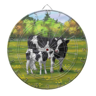 Holstein Cow & Cute Calf in Summer Pasture Dartboard