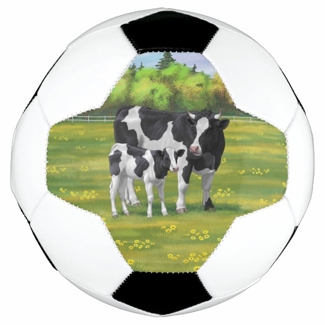 Holstein Cow & Cute Calf Soccer Ball (Front)