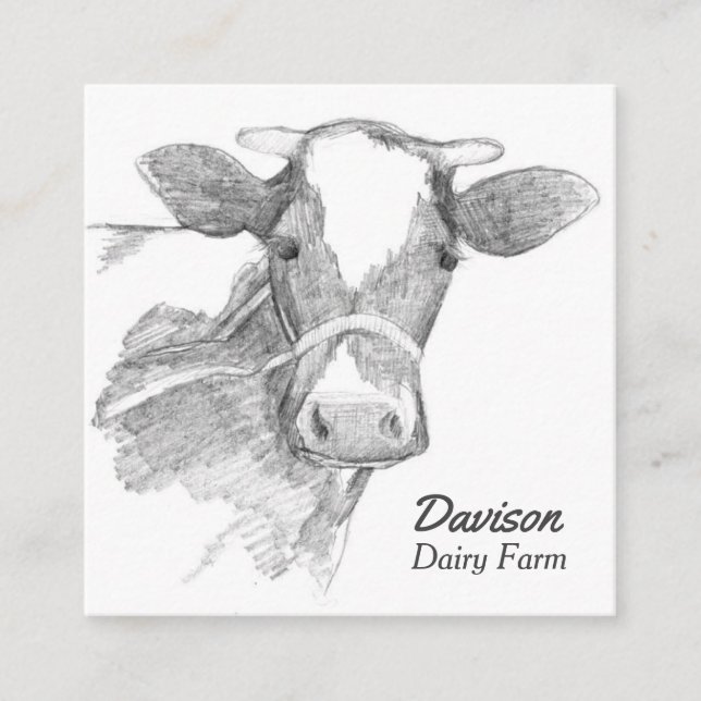 Holstein Cow Dairy Farm Animal Black White Square Business Card (Front)