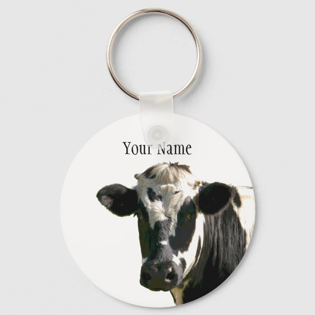 Holstein Cow Farm Animal Dairy Black & White Key Ring (Front)