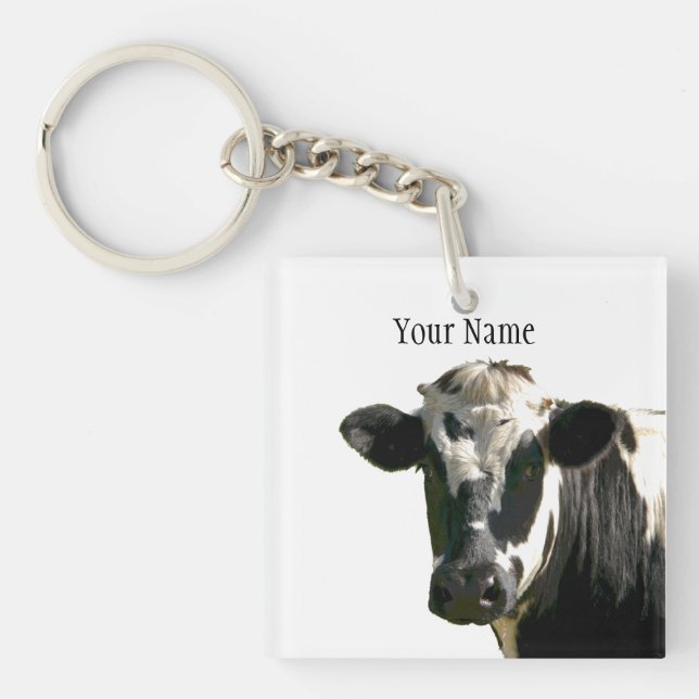 Holstein Cow Farm Animal Dairy Black & White Key Ring (Front)