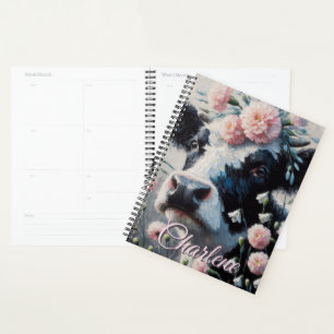 Holstein Cow Flowers Farm Farmhouse Personalised Planner