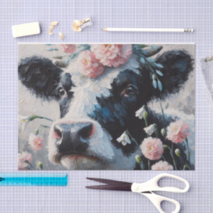 Holstein Cow in Flowers Farm Farmhouse Decoupage Tissue Paper