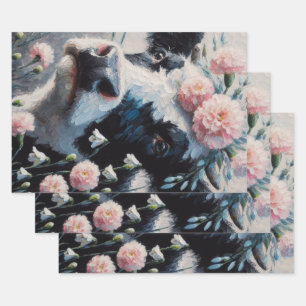 Holstein Cow in Flowers Farm Farmhouse Decoupage Wrapping Paper Sheet