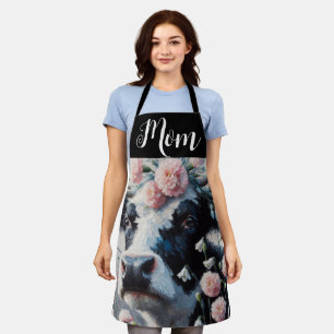 Holstein Cow in Flowers Farmhouse Personalised Apron
