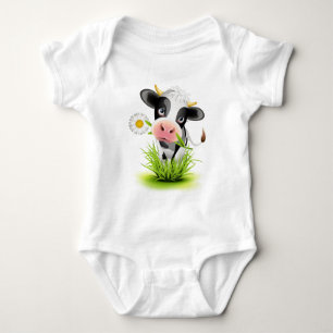 Holstein cow in grass baby bodysuit