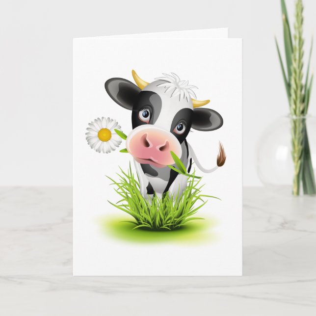 Holstein cow in grass card (Front)