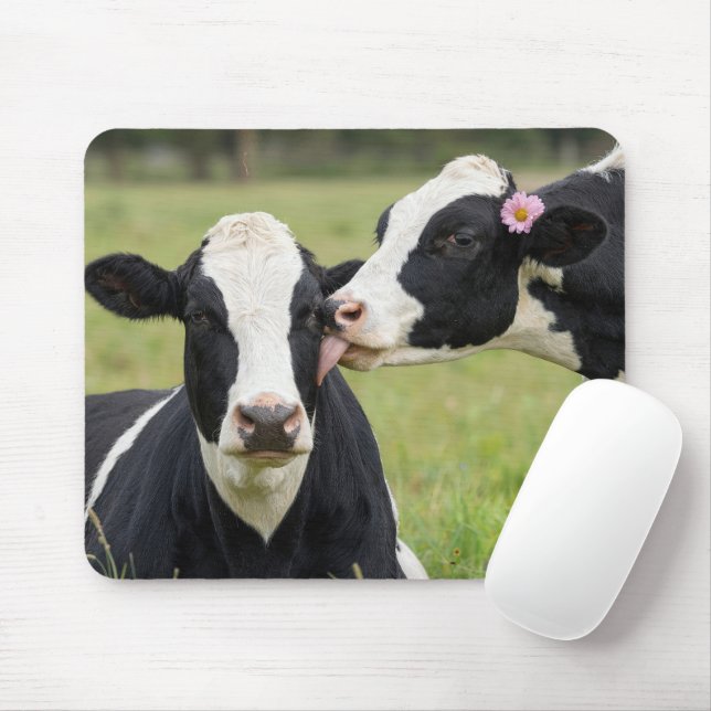Holstein Cow Kiss Mouse Pad (With Mouse)