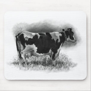 Holstein Cow: Original Pencil Drawing: Dairy Mouse Pad
