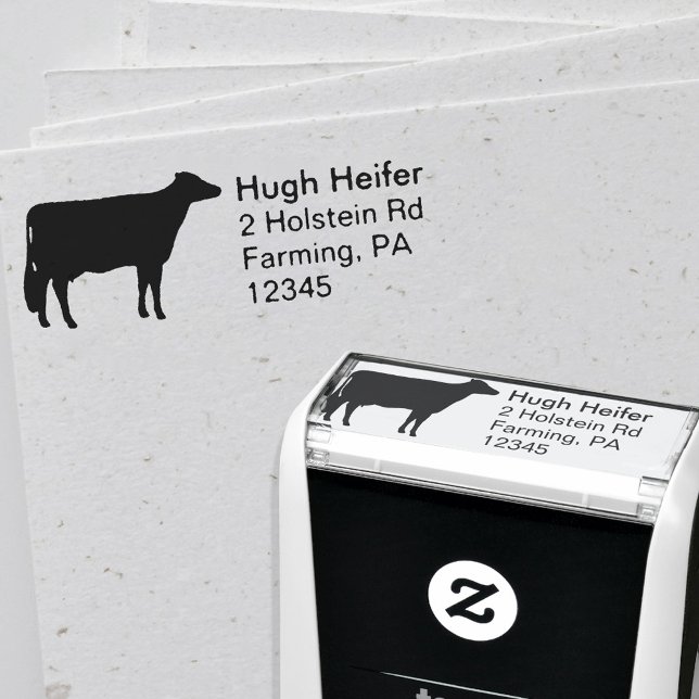 Holstein Cow Silhouette Return Address Self-inking Stamp (Creator Uploaded)