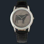 Holstein Cow Silhouette Watch<br><div class="desc">This original Holstein cow silhouette wrist watch is available in assorted styles for men,  women and kids. A cool fashion accessory that makes a great gift for cow lovers. Faux weathered wood style. Visit Jenn’s Doodle World for many more stylish watches for animal lovers.</div>