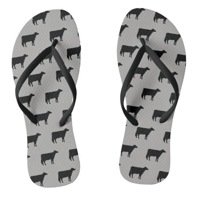 Holstein Cow Silhouettes Pattern Fun Farmer Thongs (Footbed)