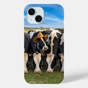 Holstein Cow Wearing a Cowboy Hat iPhone 15 Case