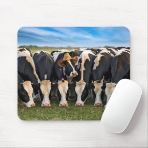 Holstein Cow Wearing Cowboy Hat Mouse Pad