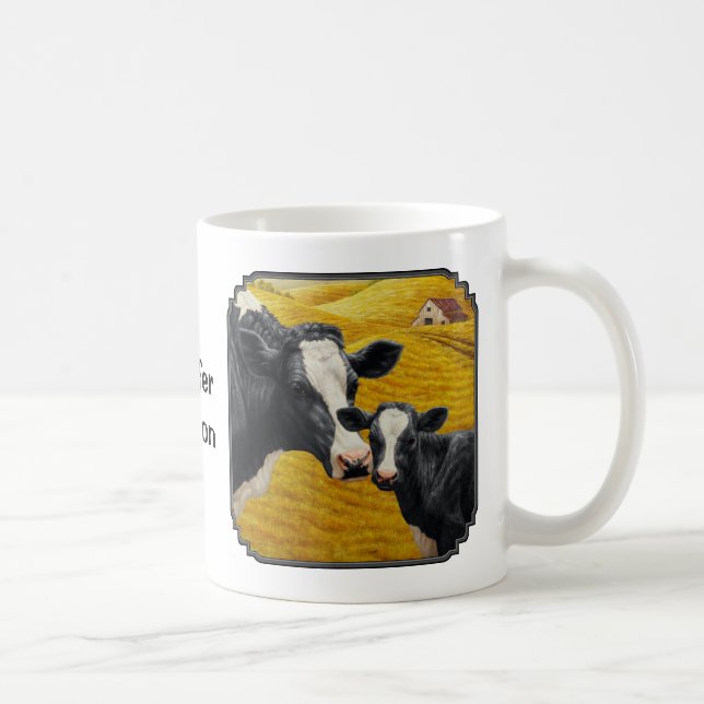 Holstein Cows and Old Wood Barn Coffee Mug (Right)