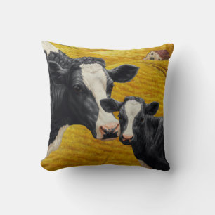 Holstein Cows and Old Wood Barn Cushion
